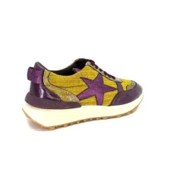 Sport|Baskets<Requin Baskets Running Reqins Urania Mix Cuir Violet Textile Moutarde Jaune