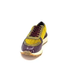 Sport|Baskets<Requin Baskets Running Reqins Urania Mix Cuir Violet Textile Moutarde Jaune