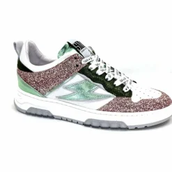 Teenager|Décontracté<Semerdjian Baskets SMR Chita 11377 Cuir Blanc Glitter Rose Vert