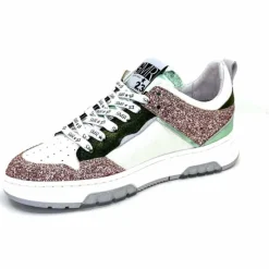 Teenager|Décontracté<Semerdjian Baskets SMR Chita 11377 Cuir Blanc Glitter Rose Vert