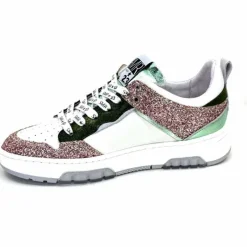 Teenager|Décontracté<Semerdjian Baskets SMR Chita 11377 Cuir Blanc Glitter Rose Vert