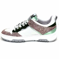 Teenager|Décontracté<Semerdjian Baskets SMR Chita 11377 Cuir Blanc Glitter Rose Vert
