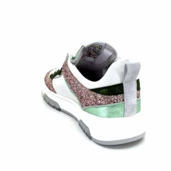 Teenager|Décontracté<Semerdjian Baskets SMR Chita 11377 Cuir Blanc Glitter Rose Vert
