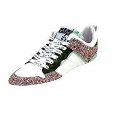 Teenager|Décontracté<Semerdjian Baskets SMR Chita 11377 Cuir Blanc Glitter Rose Vert