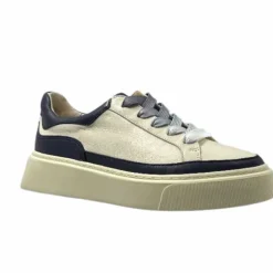 Sport Chic|Baskets<Softwaves Baskets 8.80.01/03 Cuir Crème &amp; Marine