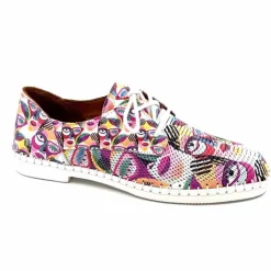 Fantaisie|Baskets<428-ivoire Baskets Souples Ivoire P420 Cuir Imprimé Multicolore