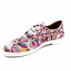 Fantaisie|Baskets<428-ivoire Baskets Souples Ivoire P420 Cuir Imprimé Multicolore