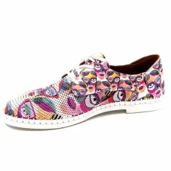 Fantaisie|Baskets<428-ivoire Baskets Souples Ivoire P420 Cuir Imprimé Multicolore