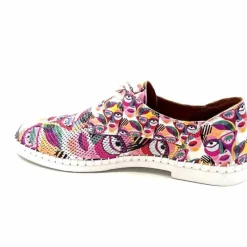 Fantaisie|Baskets<428-ivoire Baskets Souples Ivoire P420 Cuir Imprimé Multicolore