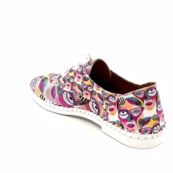 Fantaisie|Baskets<428-ivoire Baskets Souples Ivoire P420 Cuir Imprimé Multicolore