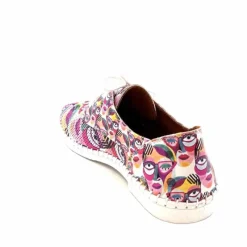 Fantaisie|Baskets<428-ivoire Baskets Souples Ivoire P420 Cuir Imprimé Multicolore