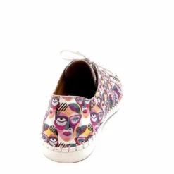 Fantaisie|Baskets<428-ivoire Baskets Souples Ivoire P420 Cuir Imprimé Multicolore