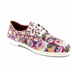 Fantaisie|Baskets<428-ivoire Baskets Souples Ivoire P420 Cuir Imprimé Multicolore