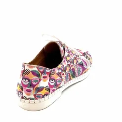 Fantaisie|Baskets<428-ivoire Baskets Souples Ivoire P420 Cuir Imprimé Multicolore