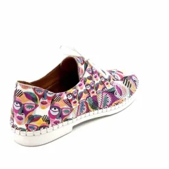 Fantaisie|Baskets<428-ivoire Baskets Souples Ivoire P420 Cuir Imprimé Multicolore