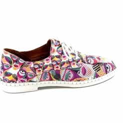 Fantaisie|Baskets<428-ivoire Baskets Souples Ivoire P420 Cuir Imprimé Multicolore