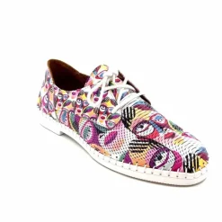Fantaisie|Baskets<428-ivoire Baskets Souples Ivoire P420 Cuir Imprimé Multicolore