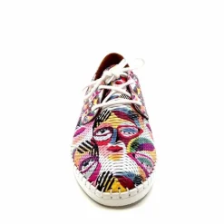 Fantaisie|Baskets<428-ivoire Baskets Souples Ivoire P420 Cuir Imprimé Multicolore