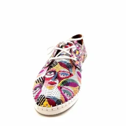 Fantaisie|Baskets<428-ivoire Baskets Souples Ivoire P420 Cuir Imprimé Multicolore