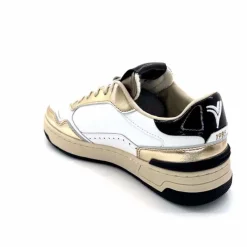 Teenager|Basic<Victoria Baskets 8800121 Cuir Doré Noir Blanc