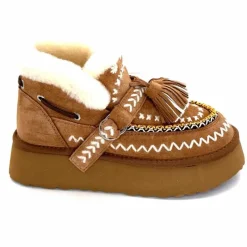 Fourrure|Fantaisie<nanku srls Boots Fourrées Mouton Nan-Ku Dfh-11 Daim Camel Marron