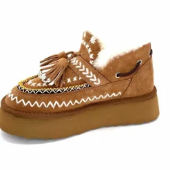 Fourrure|Fantaisie<nanku srls Boots Fourrées Mouton Nan-Ku Dfh-11 Daim Camel Marron