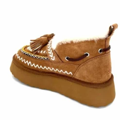 Fourrure|Fantaisie<nanku srls Boots Fourrées Mouton Nan-Ku Dfh-11 Daim Camel Marron