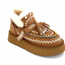 Fourrure|Fantaisie<nanku srls Boots Fourrées Mouton Nan-Ku Dfh-11 Daim Camel Marron