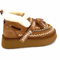 Fourrure|Fantaisie<nanku srls Boots Fourrées Mouton Nan-Ku Dfh-11 Daim Camel Marron