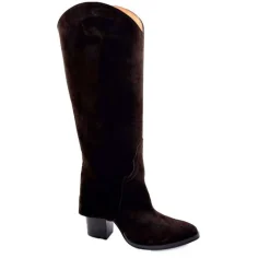 Talon|Santiags<martinat t Bottes à Talon Ivoire 3782 Daim Foncé Marron