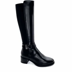 Elégant|Bottes<Nero Giardini Bottes Mollet Élastique 1411750 D100 Cuir Noir