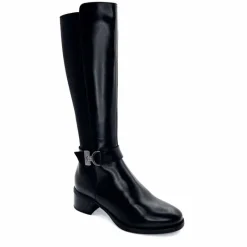 Elégant|Bottes<Nero Giardini Bottes Mollet Élastique 1411750 D100 Cuir Noir
