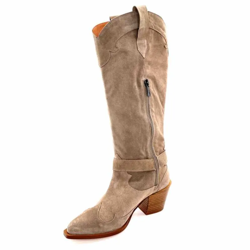 Rock|Santiags<Dansi Bottes Santiag 7181 Daim Topo Taupe