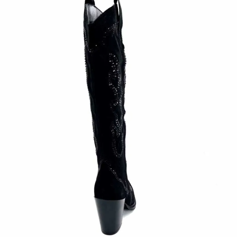 Rock|Bijoux<Alma En Pena Bottes Santiags 563 Daim Diamant Noir