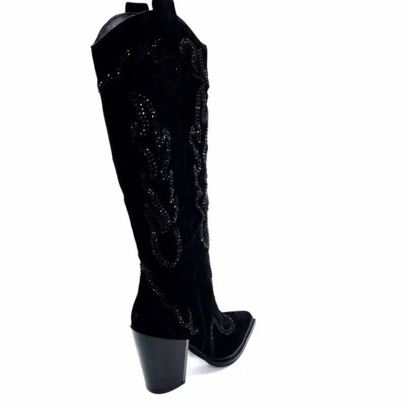 Rock|Bijoux<Alma En Pena Bottes Santiags 563 Daim Diamant Noir