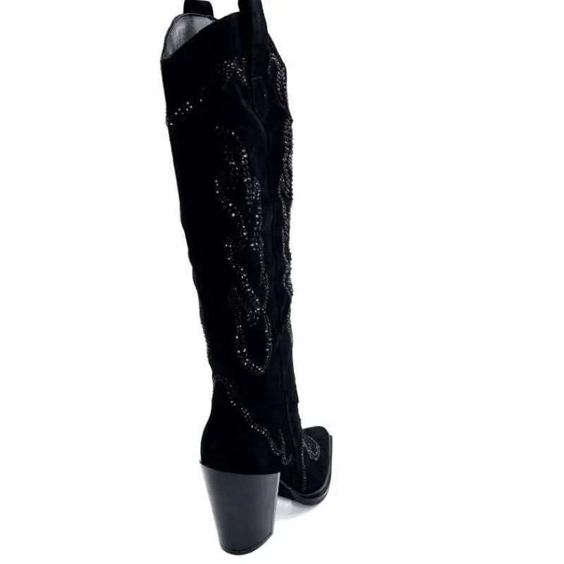 Rock|Bijoux<Alma En Pena Bottes Santiags 563 Daim Diamant Noir