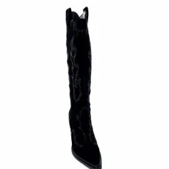 Rock|Bijoux<Alma En Pena Bottes Santiags 563 Daim Diamant Noir
