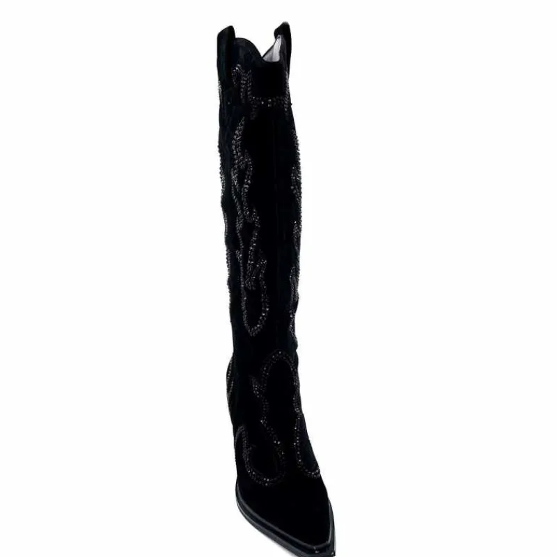 Rock|Bijoux<Alma En Pena Bottes Santiags 563 Daim Diamant Noir
