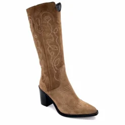 Rock|Santiags<Ivoire0341a Bottes Santiags Ivoire At22 Daim Sajo Roble Camel