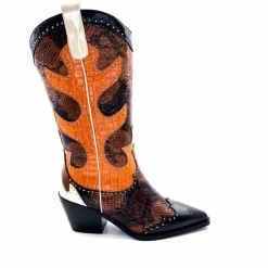 Rock|Animalier<noa harmon Bottes Santiags 9773 Cuir Rossario Marron