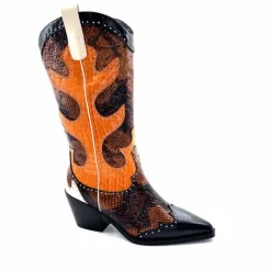 Rock|Animalier<noa harmon Bottes Santiags 9773 Cuir Rossario Marron