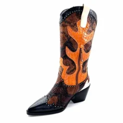 Rock|Animalier<noa harmon Bottes Santiags 9773 Cuir Rossario Marron