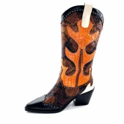 Rock|Animalier<noa harmon Bottes Santiags 9773 Cuir Rossario Marron