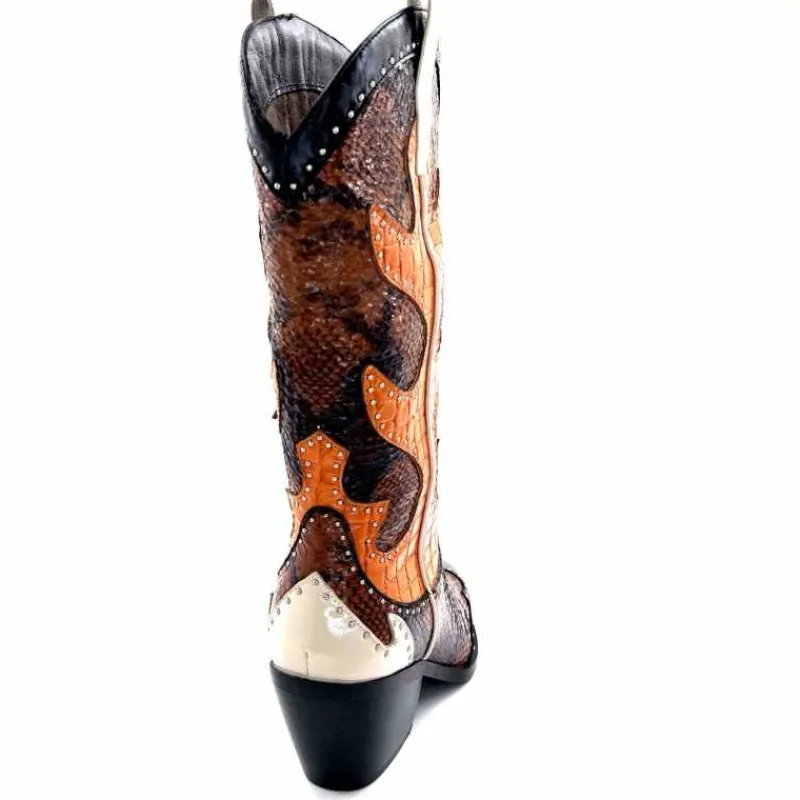 Rock|Animalier<noa harmon Bottes Santiags 9773 Cuir Rossario Marron