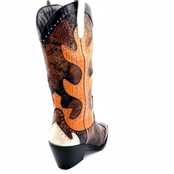 Rock|Animalier<noa harmon Bottes Santiags 9773 Cuir Rossario Marron