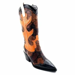 Rock|Animalier<noa harmon Bottes Santiags 9773 Cuir Rossario Marron