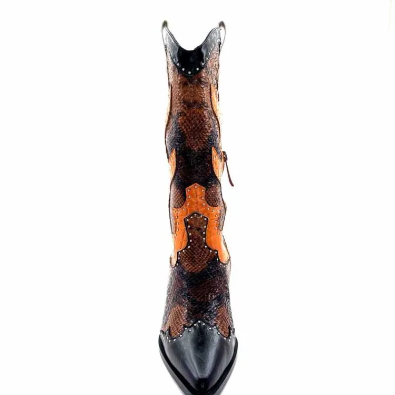 Rock|Animalier<noa harmon Bottes Santiags 9773 Cuir Rossario Marron