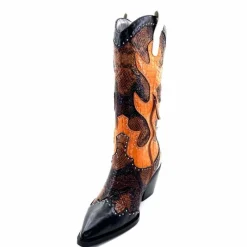 Rock|Animalier<noa harmon Bottes Santiags 9773 Cuir Rossario Marron
