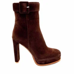 Elégant|Bottines<chantal Bottines à Talon 2475 Daim Chocolat Marron