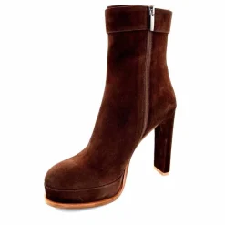 Elégant|Bottines<chantal Bottines à Talon 2475 Daim Chocolat Marron